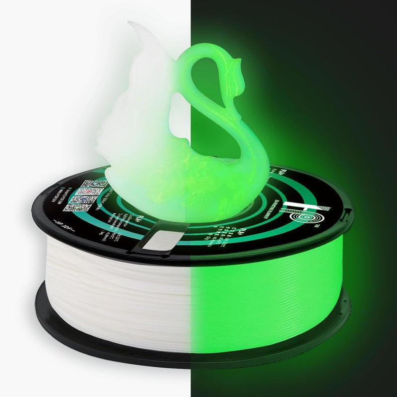 HP3DF Glow in The Dark PLA Filament, 3D Printer Filament, PLA Filament 1.75mm Dimensional Accuracy +/- 0.02mm, 1KG Spool (2.2 lbs), Fit Most FDM Printer (Glow Green) - Image 1